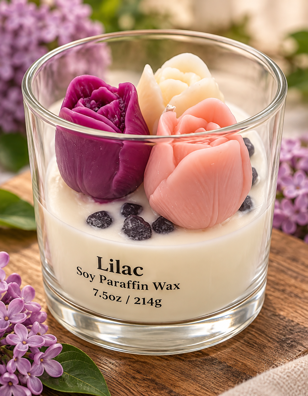 Lilac Floral Candle