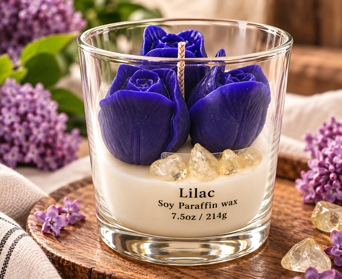 Lilac Floral Candle