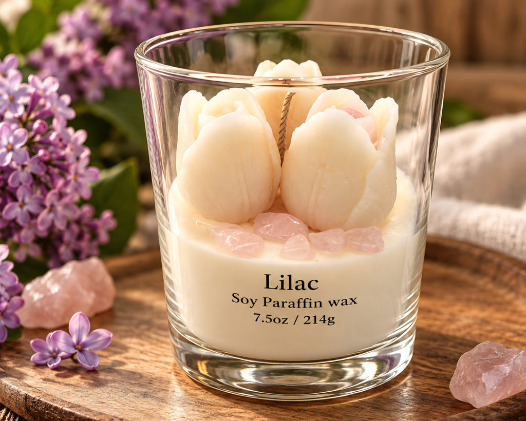 Lilac Floral Candle